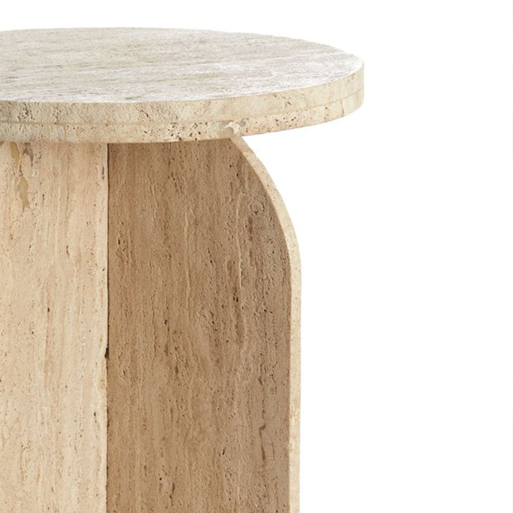 OTINIA Side Table – Ø41 x 56 cm – Travertine Sand