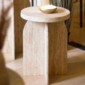 OTINIA Side Table – Ø41 x 56 cm – Travertine Sand