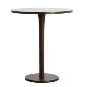 Mesita auxiliar Ø48x53 cm PAZO – Mármol marrón oscuro + metal