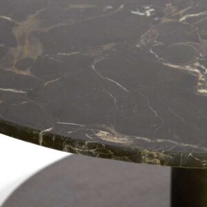 Mesita auxiliar Ø48x53 cm PAZO – Mármol marrón oscuro + metal